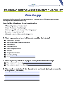 Training Needs Assessment Template