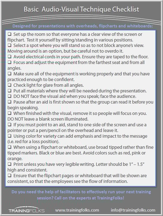 Basic AudioVisual Technique Checklist!